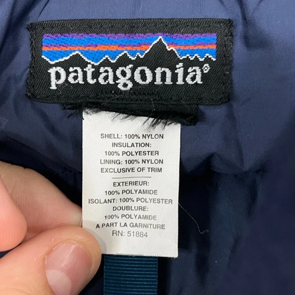 Vintage 90s Patagonia Jacket Kids XL Blue Guide Parka‎ Nylon Hooded Full Zip
